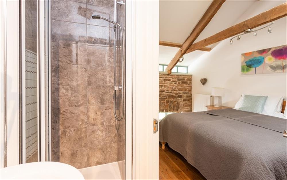 The master with en suite shower room  at 1 Alston Farm Cottage in Churston Ferrers