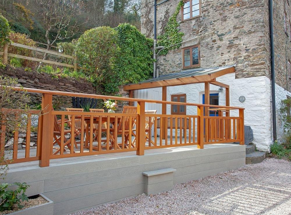 Outdoor area at 1 Castle Cottage in Bow Creek, Nr Totnes, South Devon., Great Britain