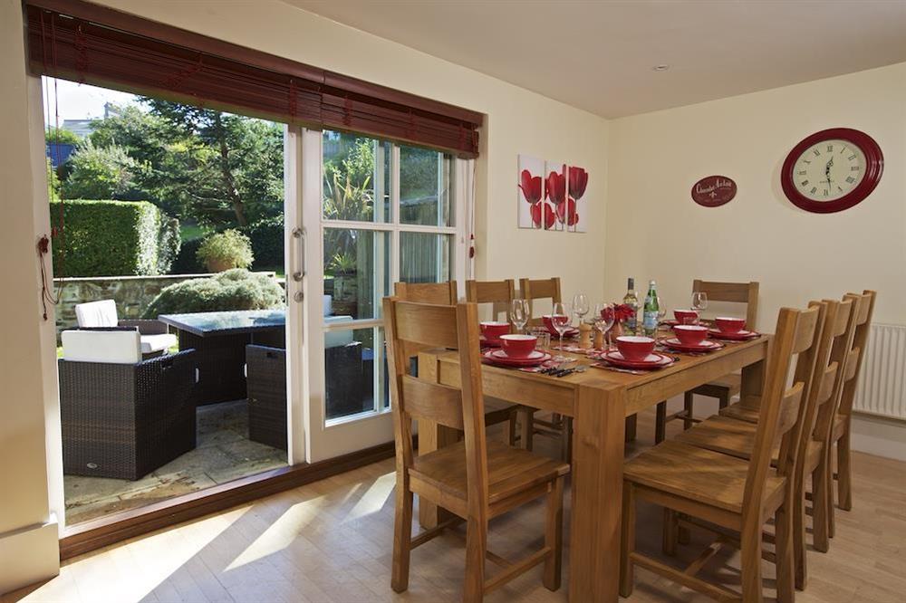 Kitchen/Dining Room on the ground floor with doors to rear terrace and garden at 1 Combehaven in , Salcombe