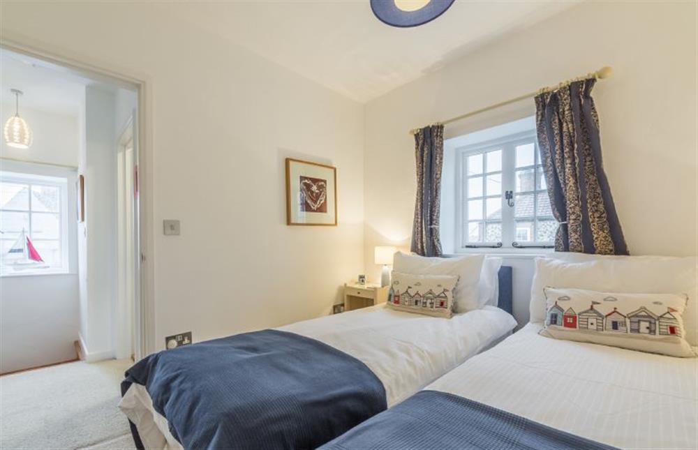 First floor: Bedroom two, with twin beds at 1 Dix Cottages, Thornham near Hunstanton