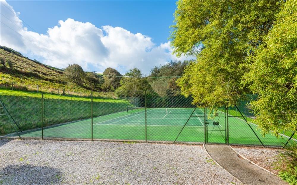 Full size tennis court, metres from the front door at 1 Edith Mews in Hallsands