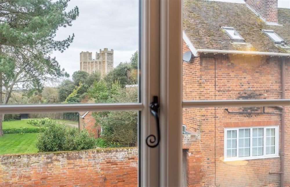 Views towards the castle from bedroom one at 1 Market Hill, Orford
