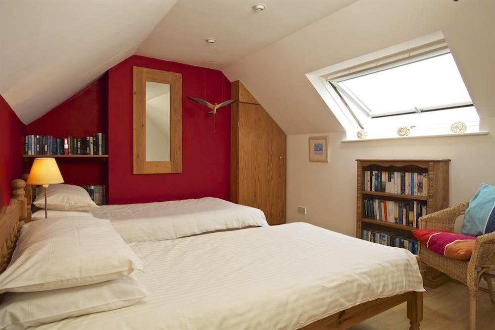 Attic twin bedroom at 1 Top View Cottages in Bonaventure Road, Salcombe