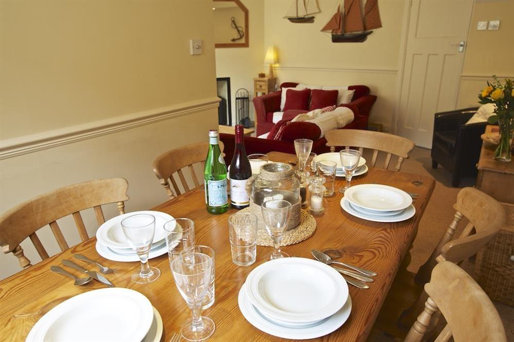 Comfortable L shaped lounge/dining room at 1 Top View Cottages in Bonaventure Road, Salcombe