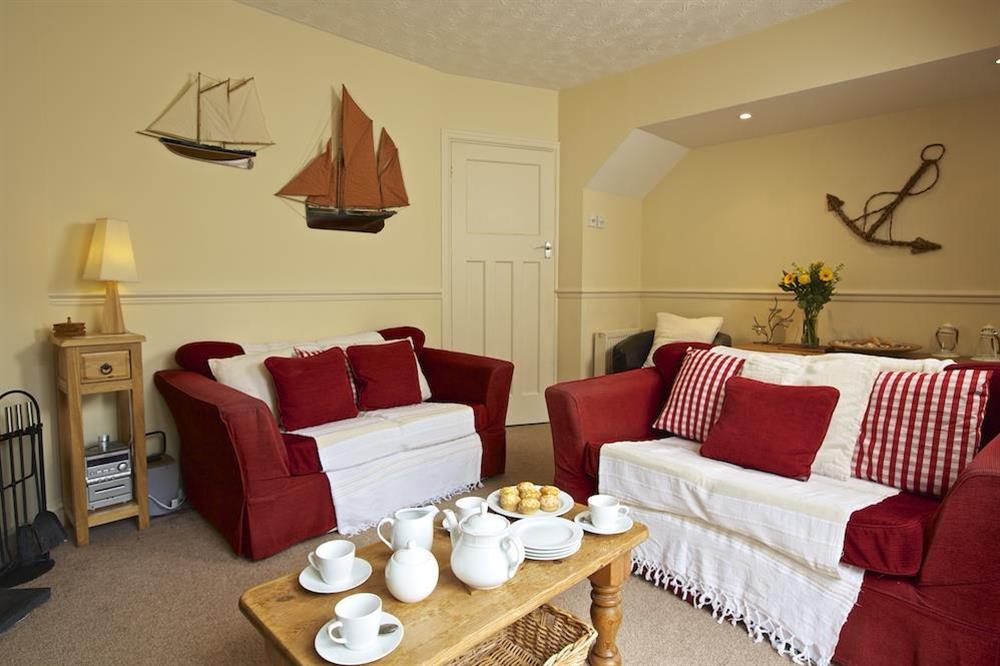 Cosy lounge area at 1 Top View Cottages in Bonaventure Road, Salcombe
