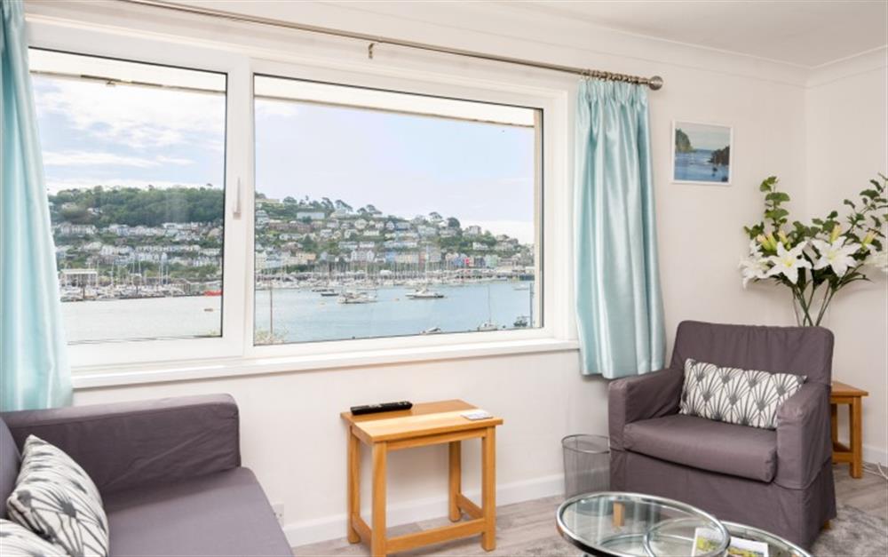 Alternative view of the living space showing excellent view from the windows. at 11 Mayflower Court in Dartmouth