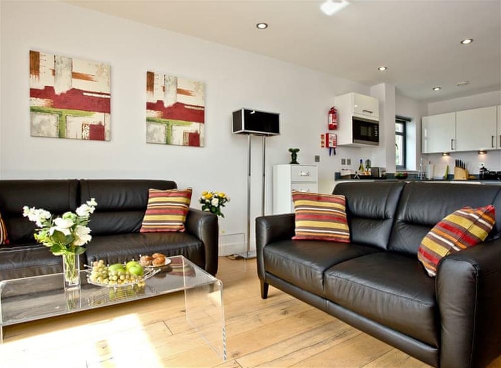 Comfortable living area with leather furniture at 11 Ocean Point Penthouse in , Saunton & Braunton
