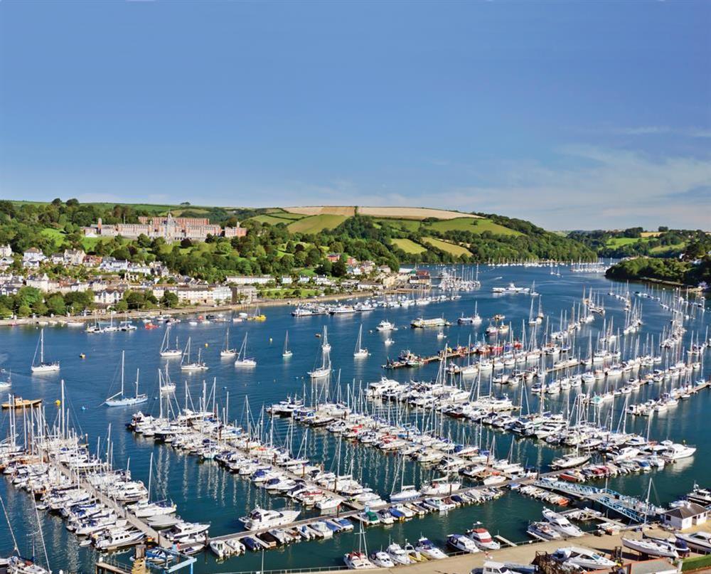 Looking across Darthaven marina towards Dartmouth Naval College at 13 Dartmouth House in Mayors Avenue, Dartmouth