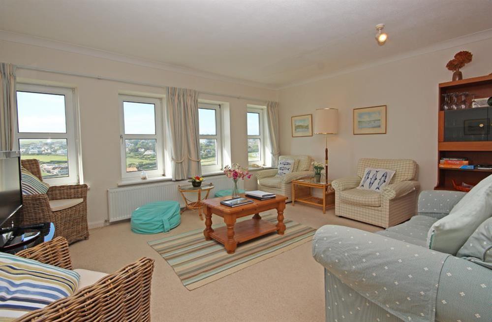 Lounge with superb views over golf course, beach and out to sea (photo 2) at 13 Links Court in Thurlestone, Kingsbridge