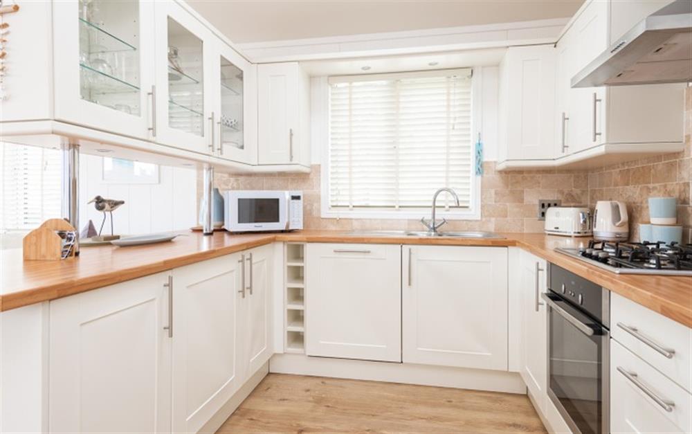 Modern spacious kitchen, well equipped, with stylish appliances at 13 Salcombe Retreat in Salcombe