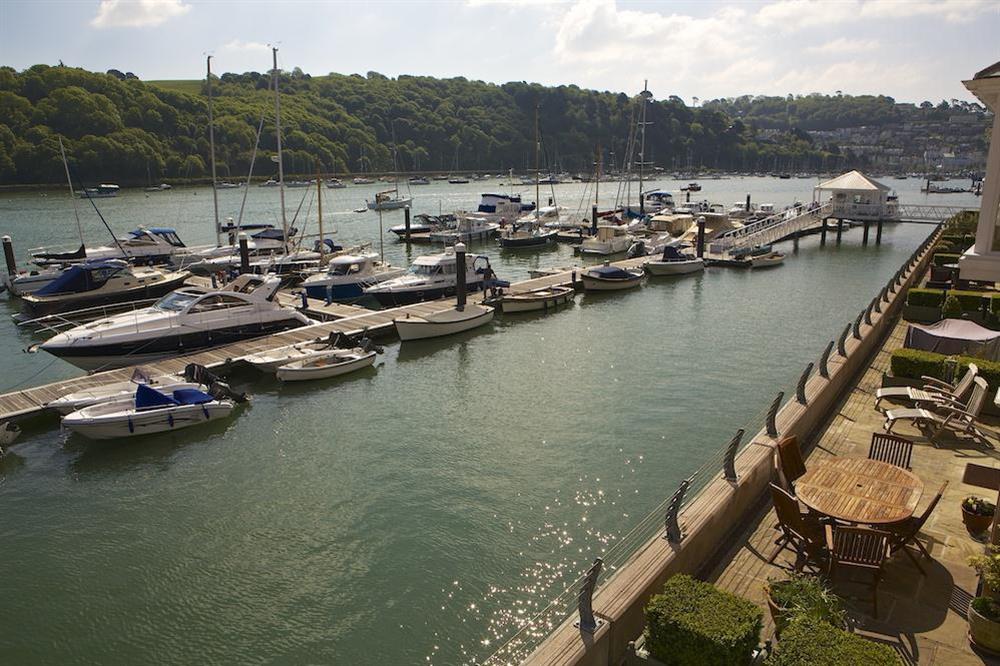 Stunning views from the balcony along the River Dart and over to Kingswear at 15 Dart Marina in Sandquay Road, Dartmouth