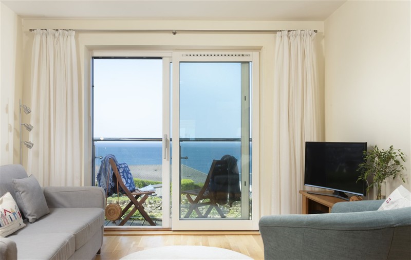 The living room at 15 The Sands, Cornwall