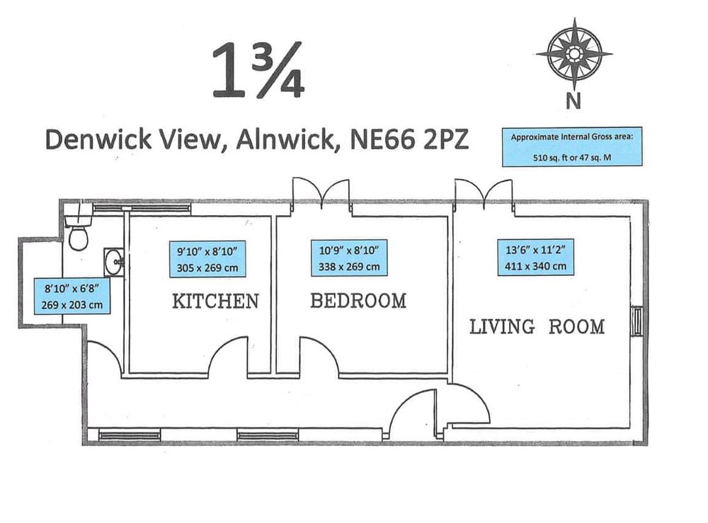 Floor plan of property at 1¾ Denwick View in Alnwick, Northumberland