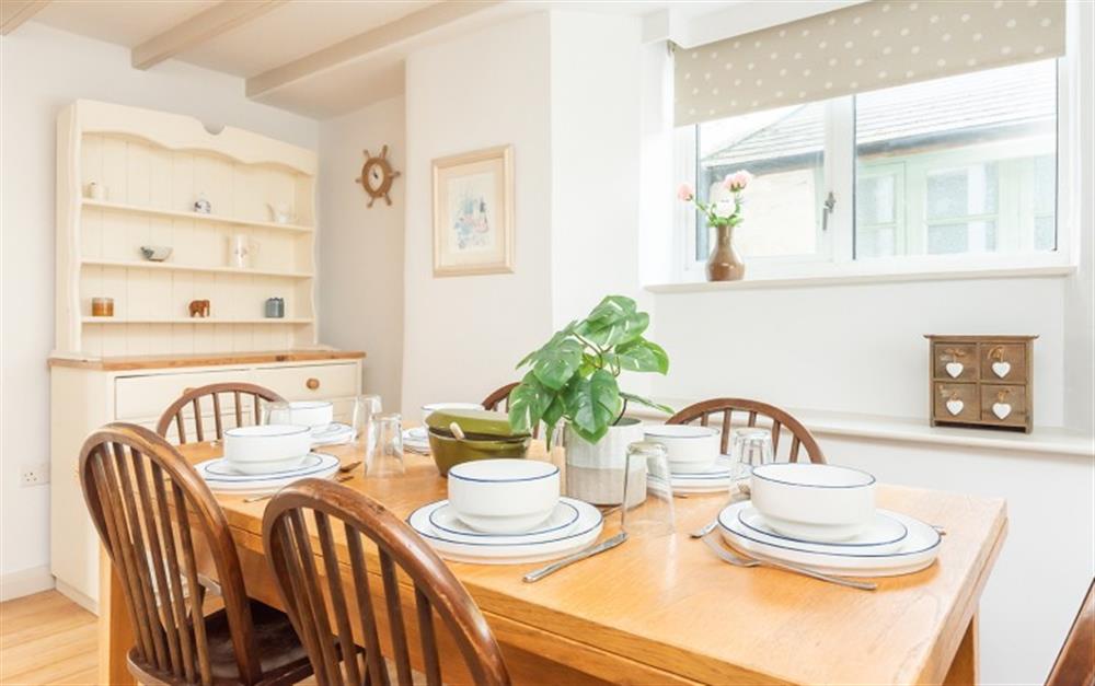 Dining space in the open plan kitchen diner at 2 Bank Cottage in Chillington