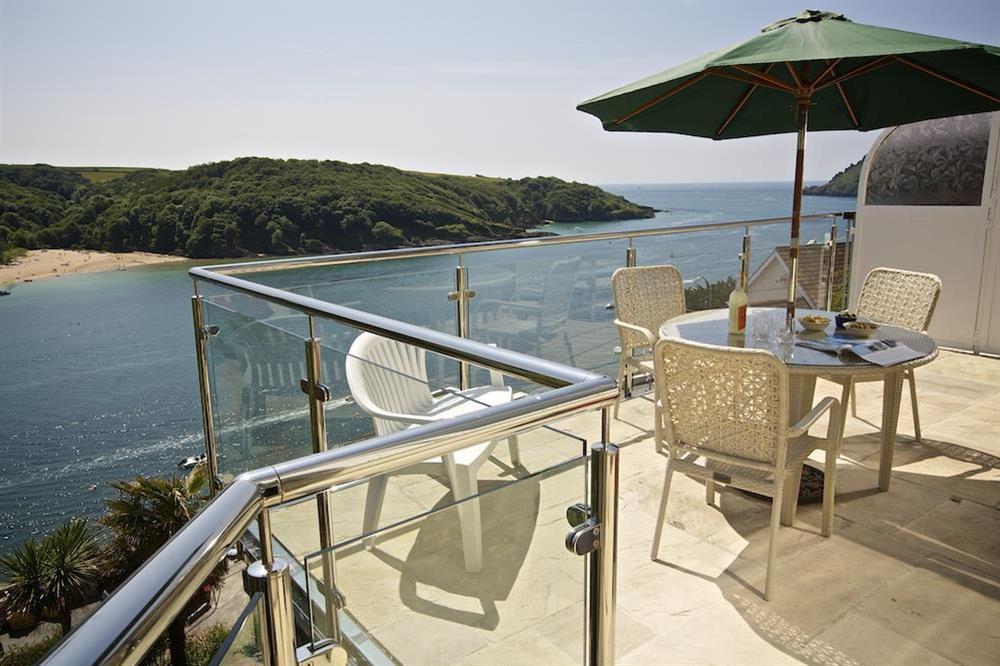 Newly fininshed terrace overlooking the estuary at 2 Channel View in Bennett Road, Salcombe