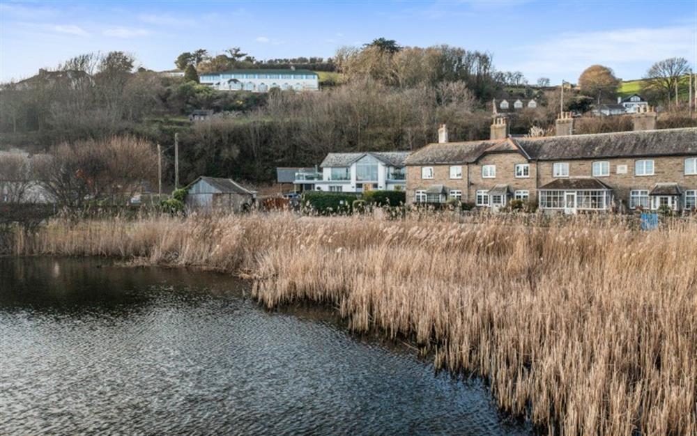 Looking from the ley back to the cottages at 2 Florence Cottage in Torcross