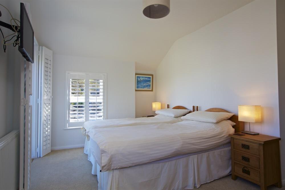 Twin room with French doors and (distant!) view at 2 Gould Road in , Salcombe