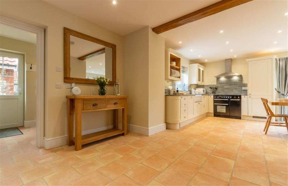 Ground floor: From snug, looking in to kitchen/ dining area at 2 Hall Lane Cottages, Thornham near Hunstanton