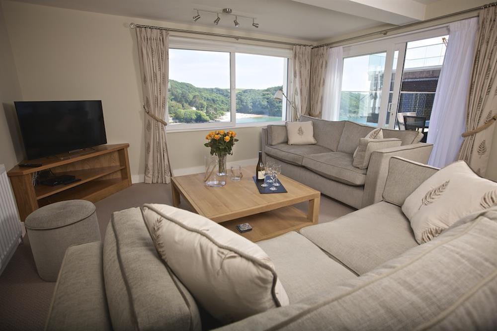 Beautifully furnished lounge with views across the estuary at 2 Hamstone Court in , Salcombe