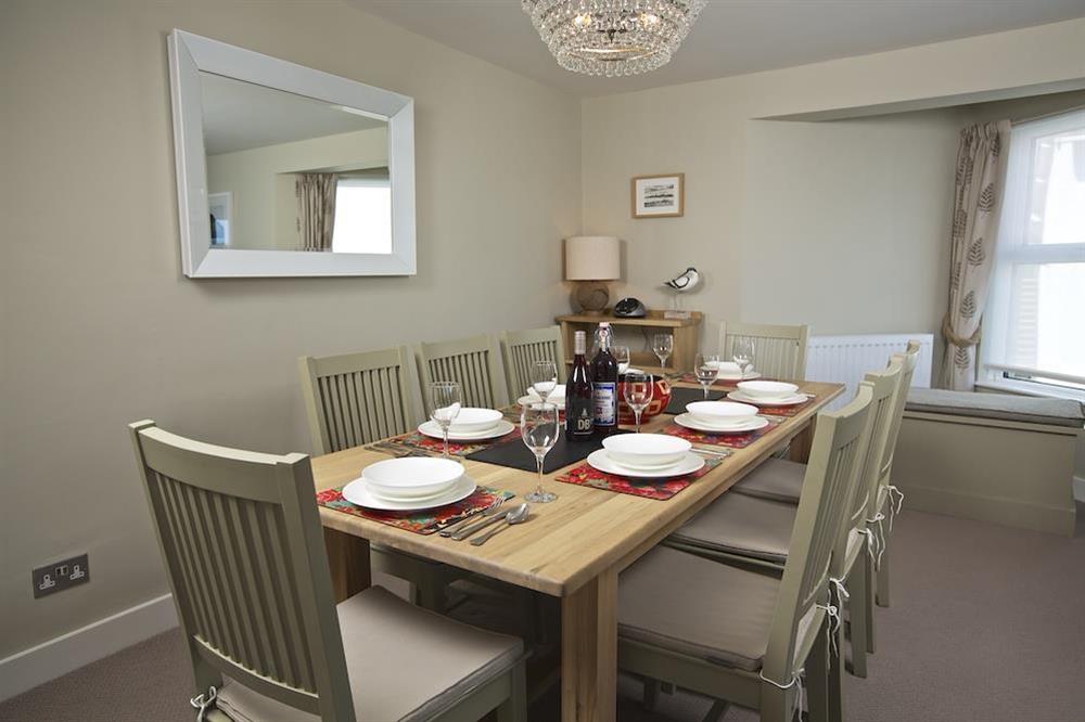Oak dining table with seating for eight at 2 Hamstone Court in , Salcombe