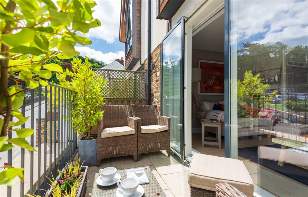 Enjoy the garden at 2 Island Place (Harbour Lights) in Salcombe