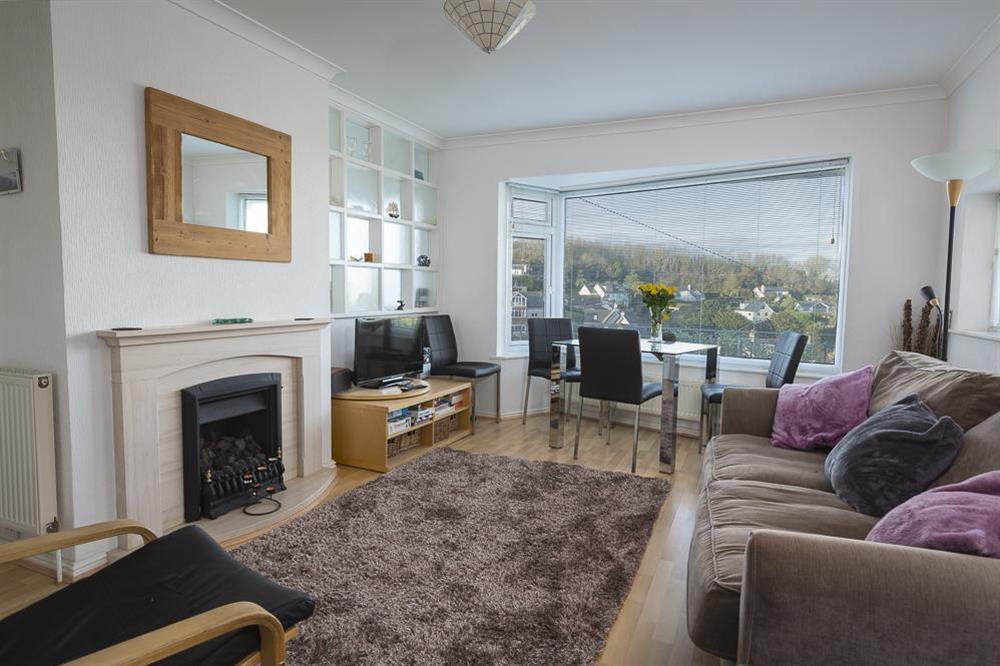 Living room with views over Salcombe towards Batson Creek at 2 Rockmount in Knowle Road, Salcombe