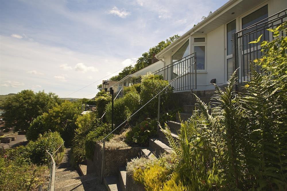 Steps lead up to the property at 2 Rockmount in Knowle Road, Salcombe