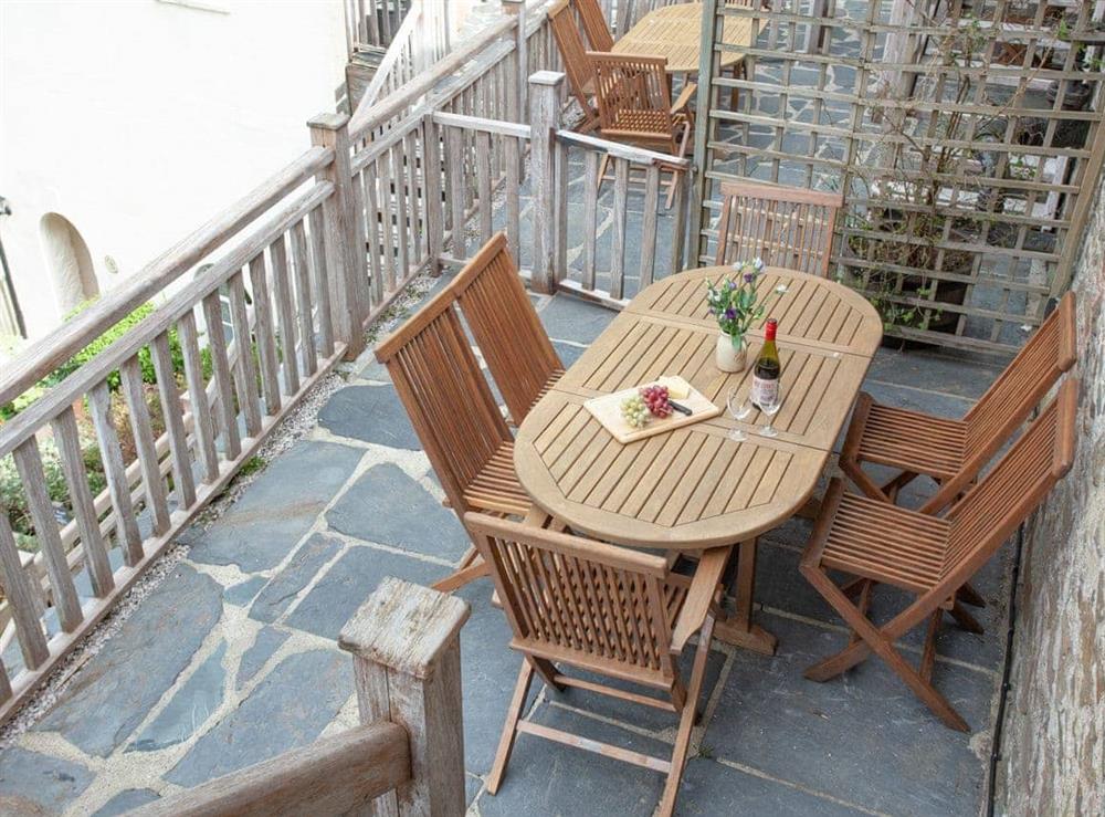 Terrace at 2 Salle Cottage in Bow Creek, Nr Totnes, South Devon., Great Britain