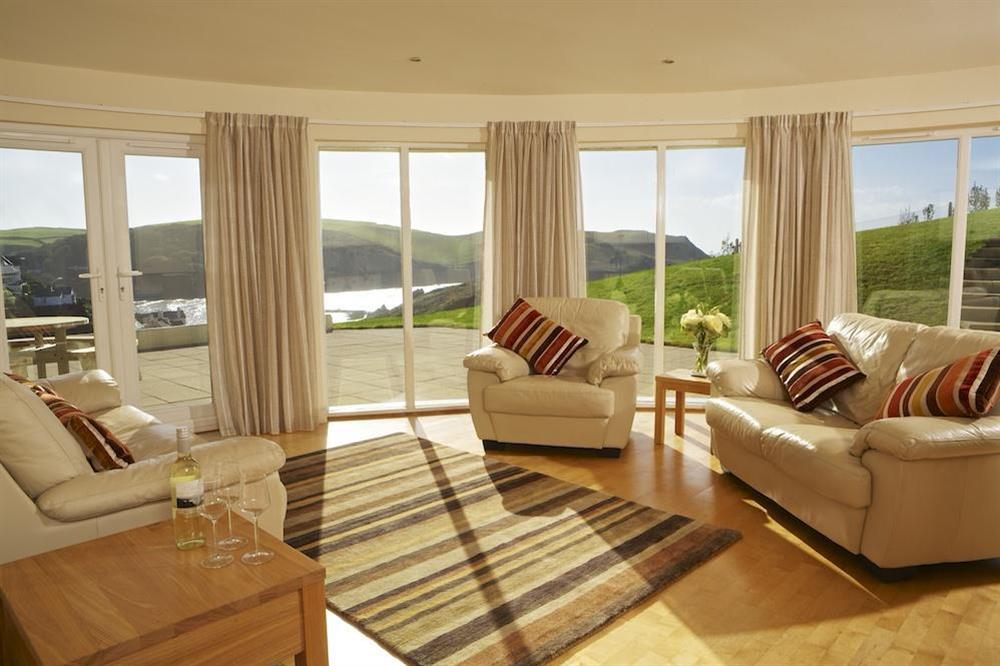 Large, open plan living area, with views over Hope Cove at 2 Sea Gardens in Hope Cove, Nr Kingsbridge