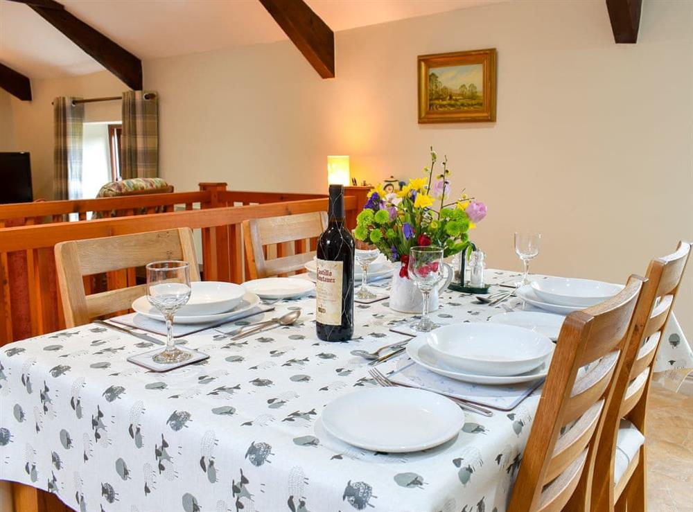 Dining area at 2 Swallowholm Cottages in Arkengarthdale, near Reeth, North Yorkshire