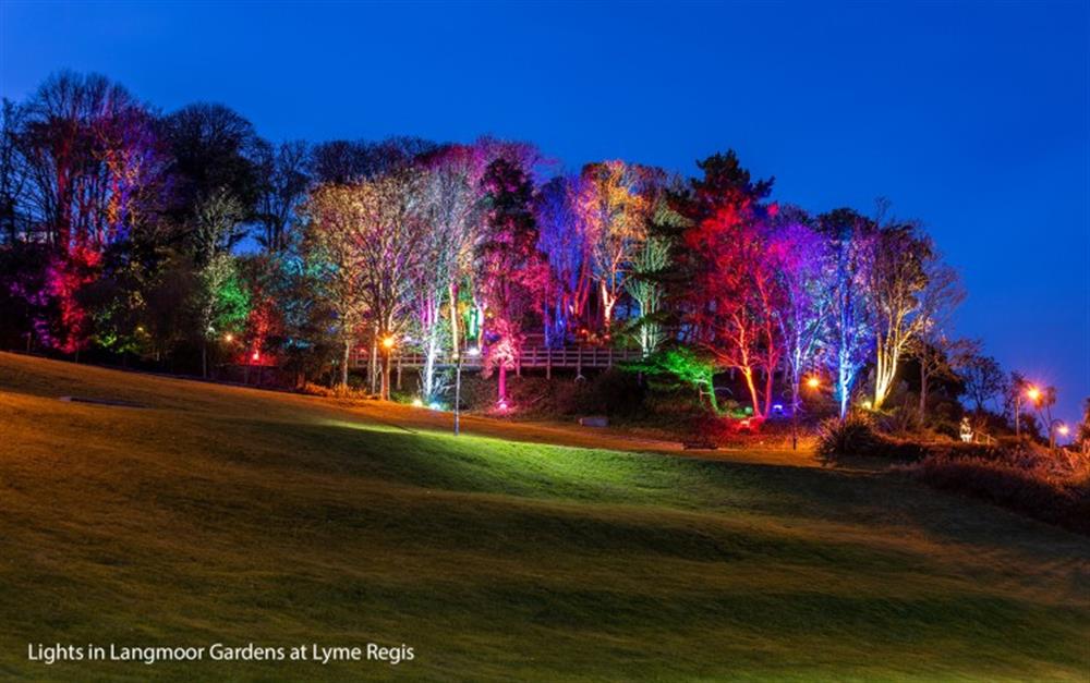 Langmoor gardens all lit up at 2 The Beach in Lyme Regis
