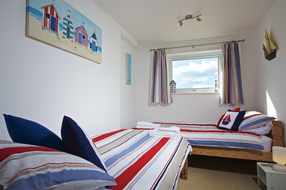 Twin bedroom with sea views at 2 Thurlestone Rock Mews in , Thurlestone Sands