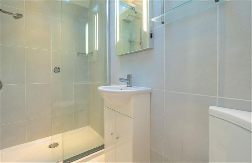 Shower room with rainfall shower, wash basin and WC at 207 High Street, Aldeburgh