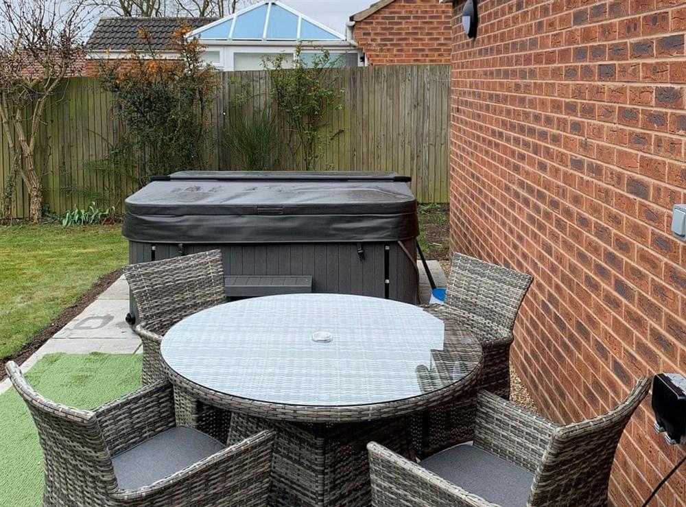 Hot tub and outdoor seating at 21 West Crayke in Bridlington, North Humberside