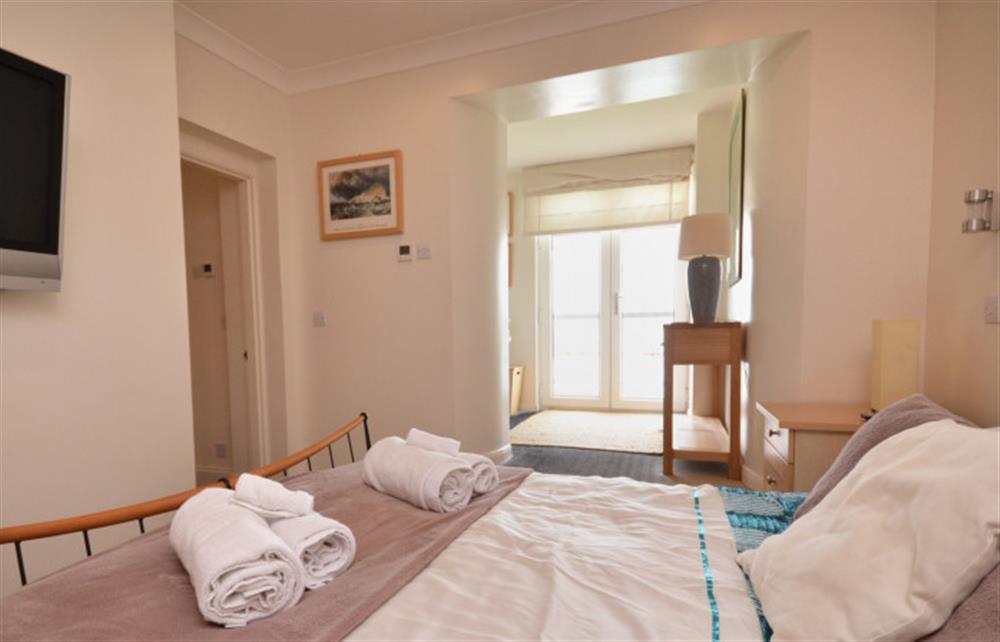 Another look at the bedroom with Juliet balcony at 24 The Salcombe, Salcombe