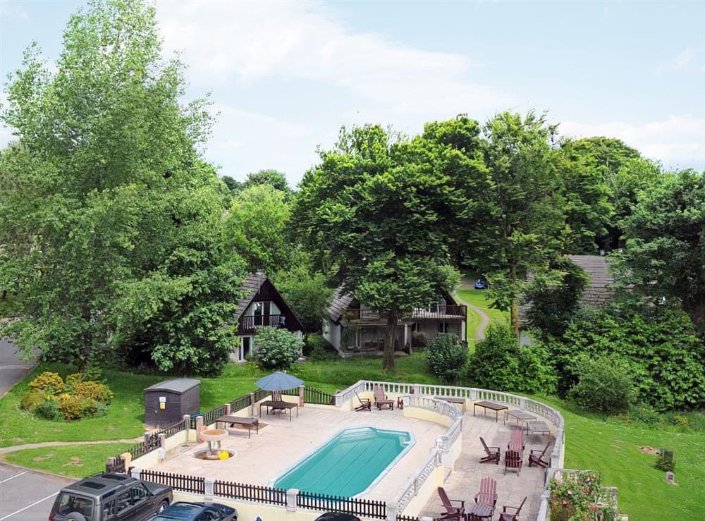 Shared on-site swimming pool at 24 Valley Lodges in St Anns Chapel, near Callington, Cornwall