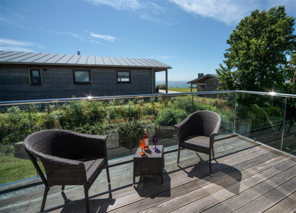 Rear kitchen balcony with partial sea views. at 28 Talland Bay in Looe