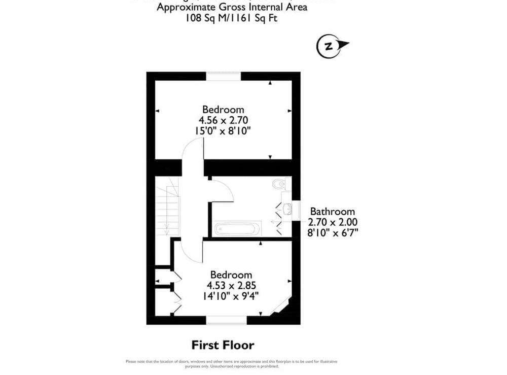 Floor plan of first floor at 3 Barf Cottages in Keswick, Cumbria