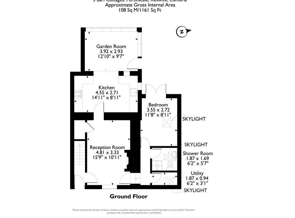Floor plan of ground floor at 3 Barf Cottages in Keswick, Cumbria