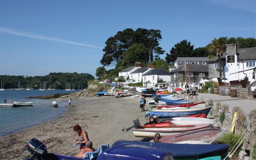 Helford Passage with the Coastguard Cottages at the far end. at 3 Coastguard Cottage, River View in Helford Passage