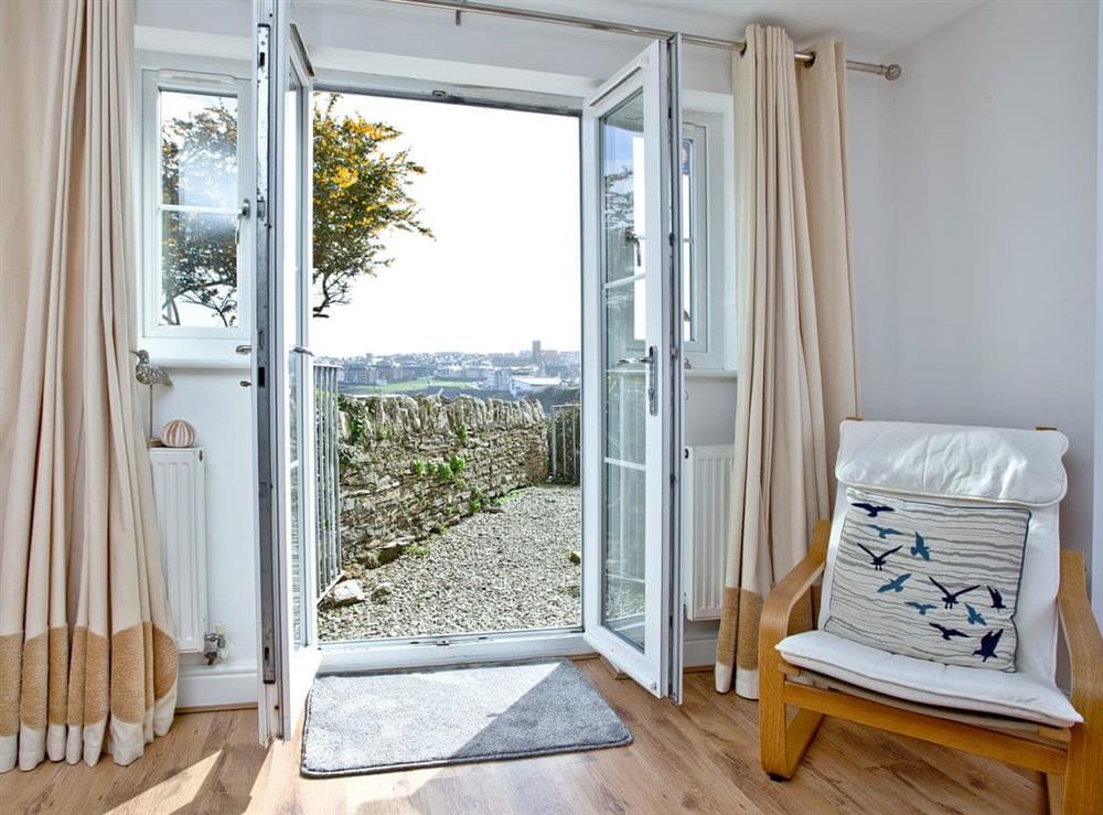 French doors leading to Juliet balcony at 3 Harbour View in Newquay, Cornwall
