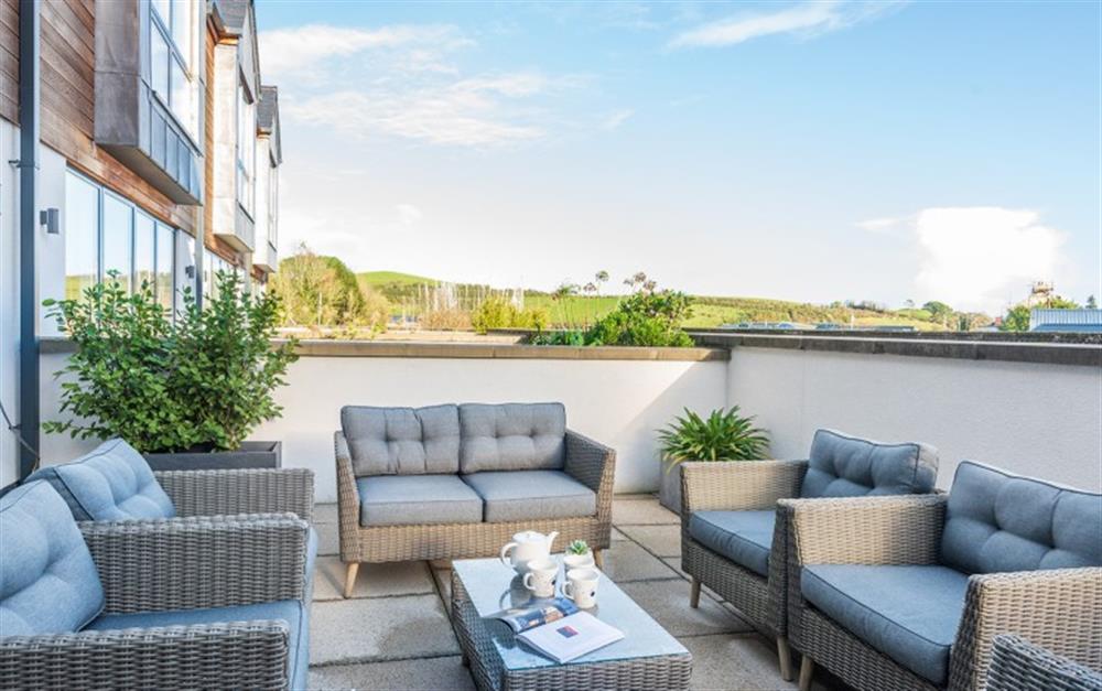 The front terrace with estuary views at 3 Island Place (Saltstone) in Salcombe