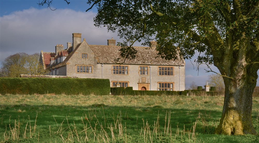 Lytes Cary Manor, viewed from the walk towards the manor from 3 Lytes Cottages, Somerset at 3 Lytes Cottage in Somerton, Somerset