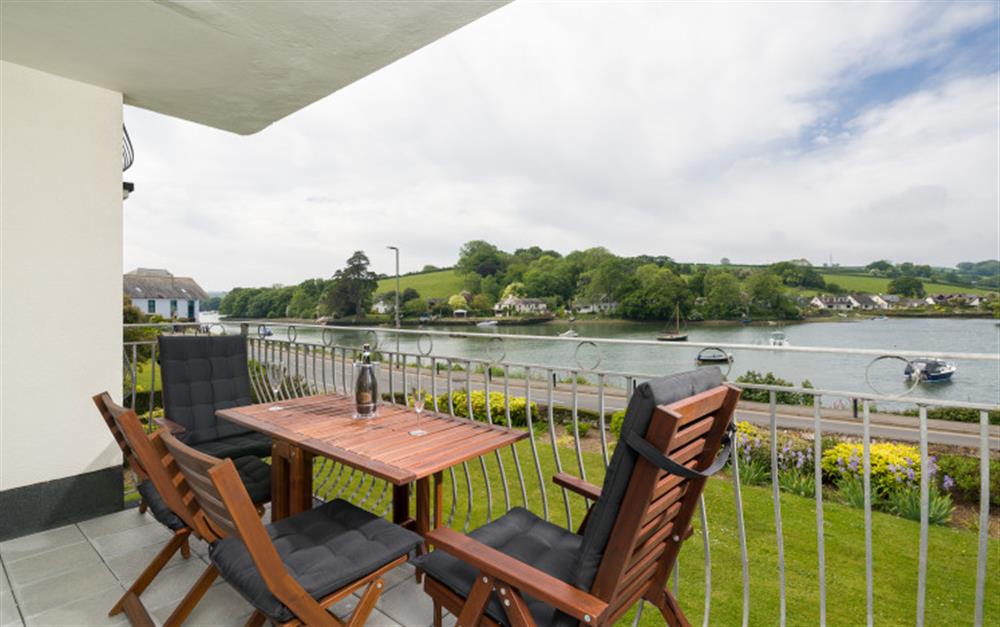 The balcony provides the perfect space to dine alfresco, or simply watch the happenings on the water. at 3 Riverside in Kingsbridge
