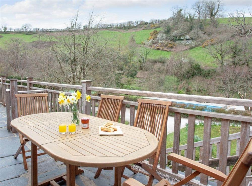 Terrace at 3 Salle Cottage in Bow Creek, Nr Totnes, South Devon., Great Britain
