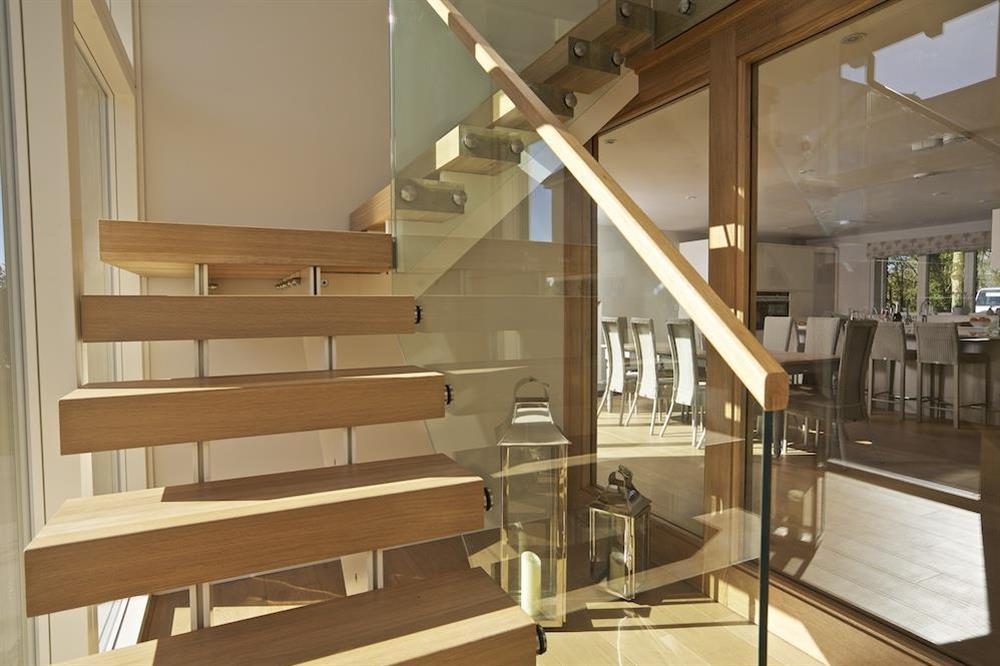 Oak and glass staircase to the first floor (photo 2) at 3 The Drive in , Hillfield, Dartmouth