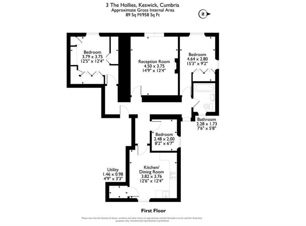 Floor plan of property at 3 The Hollies (Deluxe) in Keswick, Cumbria