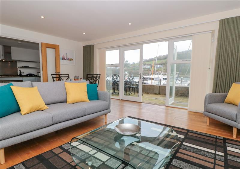 Relax in the living area at 30 Dart Marina, Dartmouth