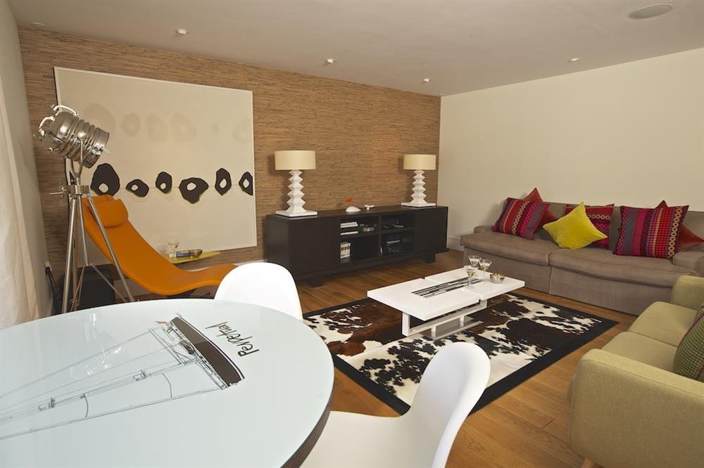 Contemporary lounge with designer furniture at 32 Dart Marina in Dart Marina, Dartmouth