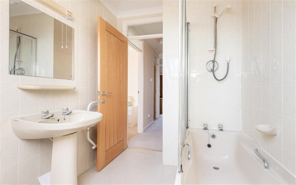 The bathroom is the opposite end to the single bedroom, the other two bedrooms are on the left at 33 Lower Stables in Maenporth